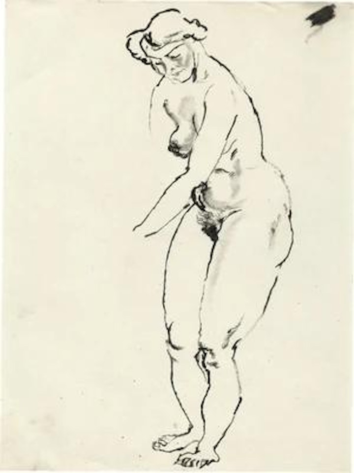 Akt stehend, etwas gebeugt (Standing Nude, slightly Bent) by George Grosz