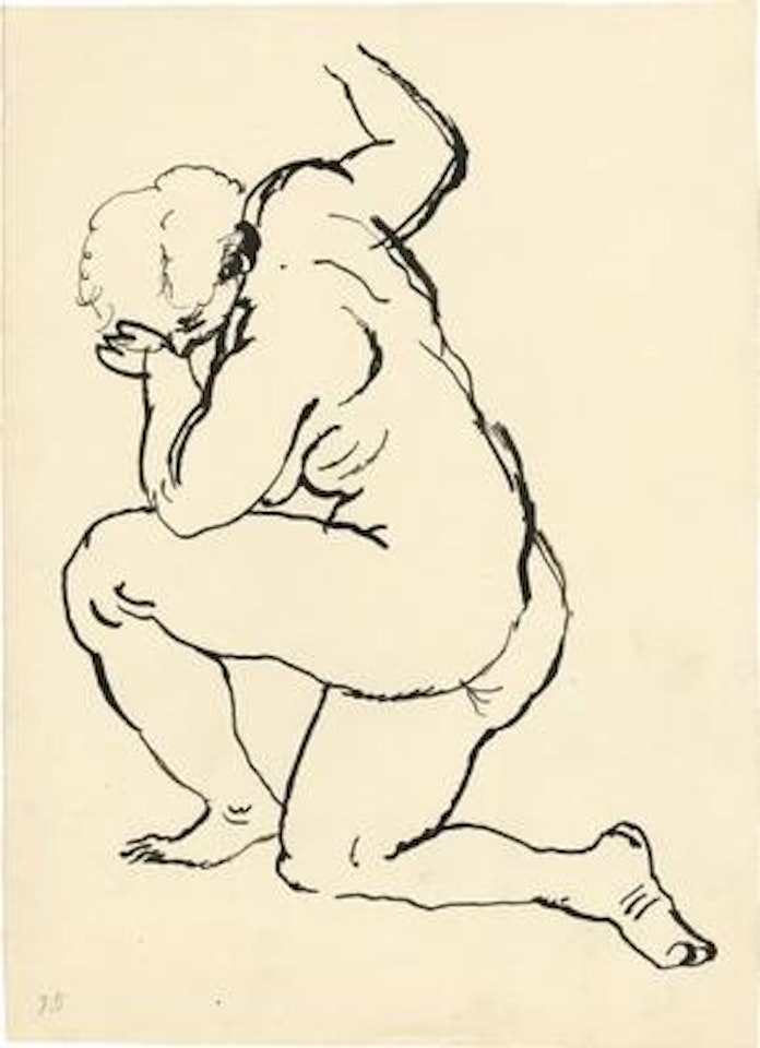 Kniender weiblicher Akt (Kneeling Female Nude) by George Grosz