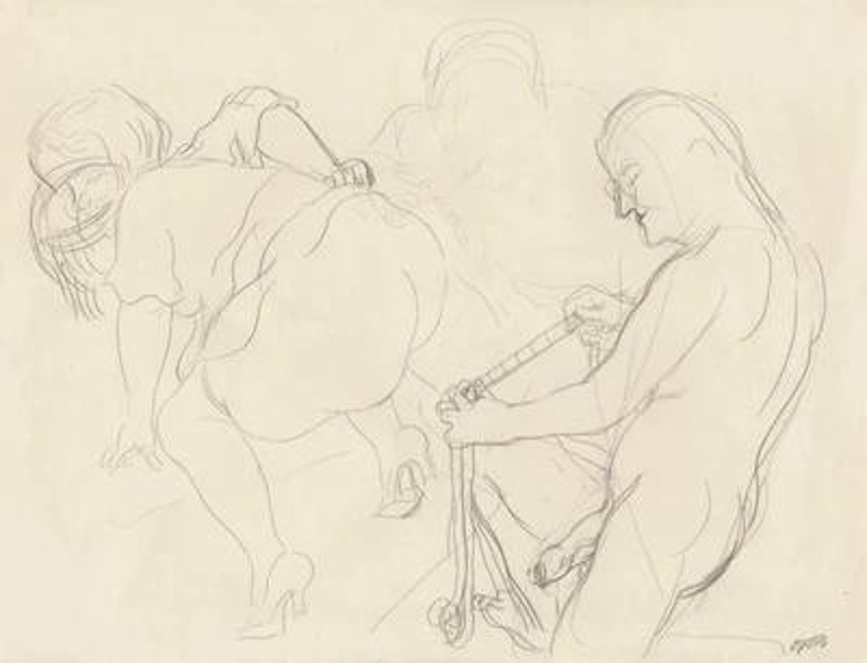 Taking measurement (Self Portrait) by George Grosz
