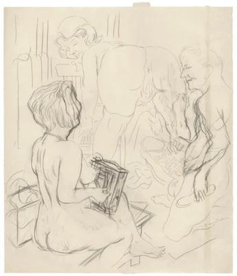 Ménage-à-trois (Eva, Lotte and George) (Self Portrait) by George Grosz