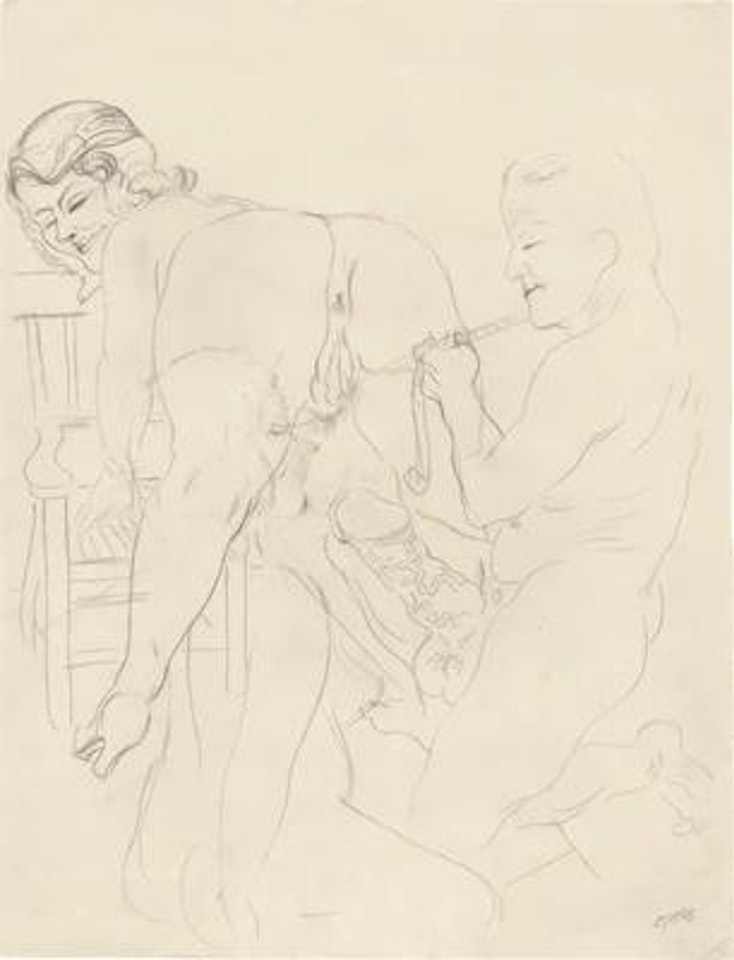 Taking measurement (Self Portrait) by George Grosz