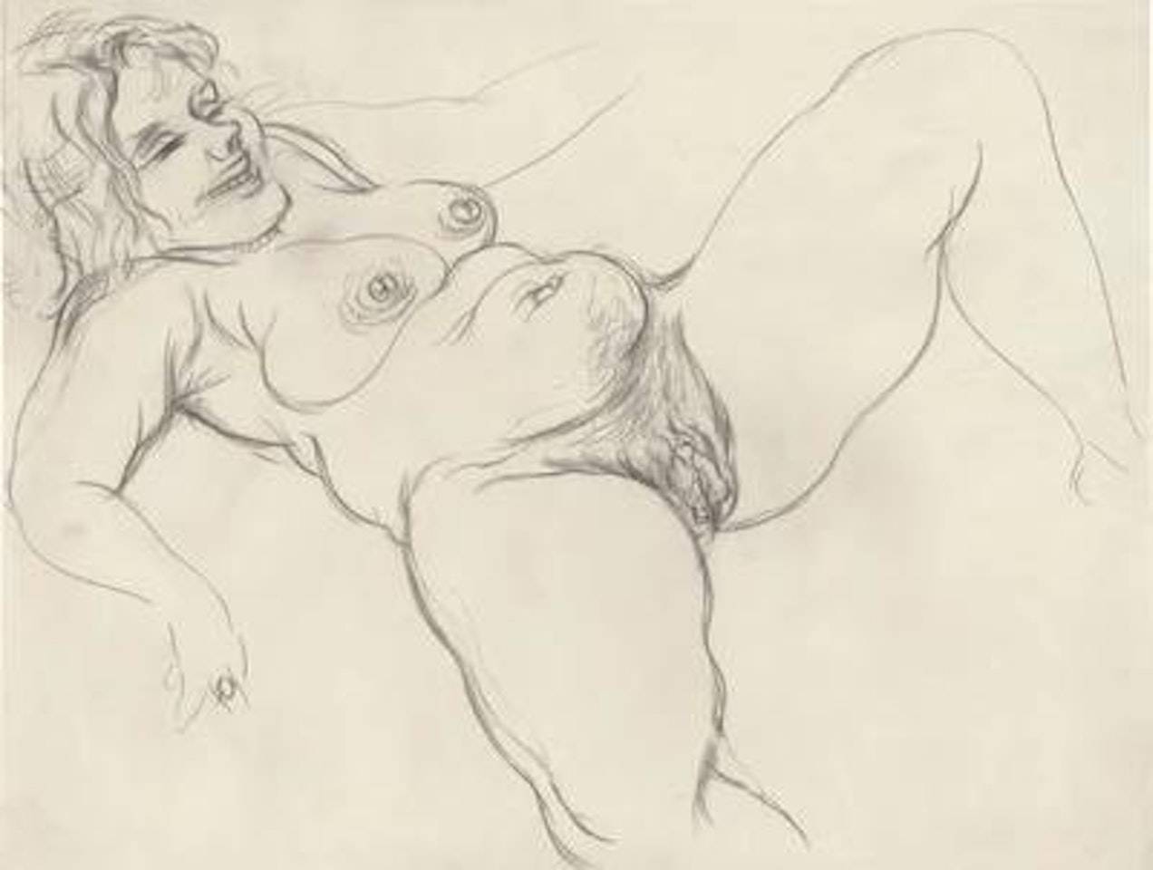 Reclining female nude by George Grosz