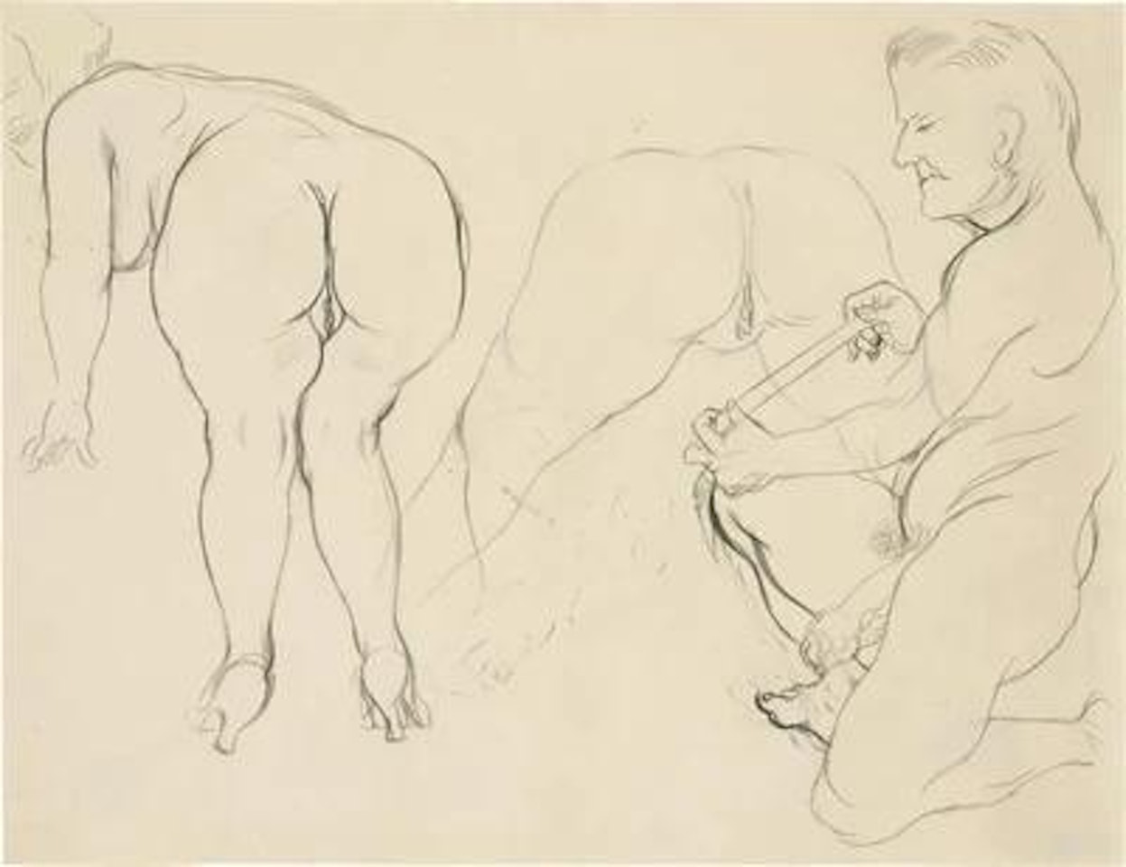 Taking measurement (Self Portrait) by George Grosz