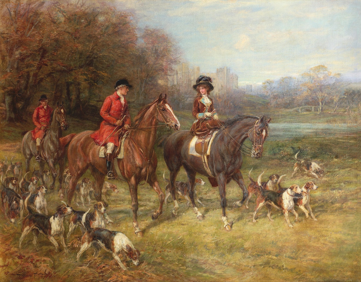 The hunt passing before a castle by Heywood Hardy