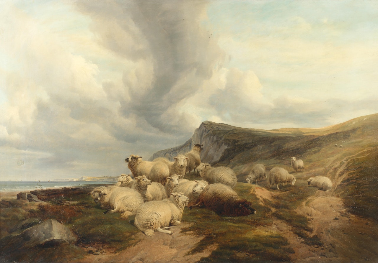 Sheep before The White Cliffs by Thomas Sidney Cooper