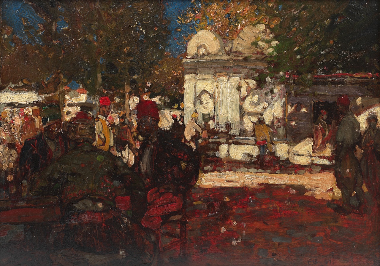 In a café garden by Sir Frank Brangwyn