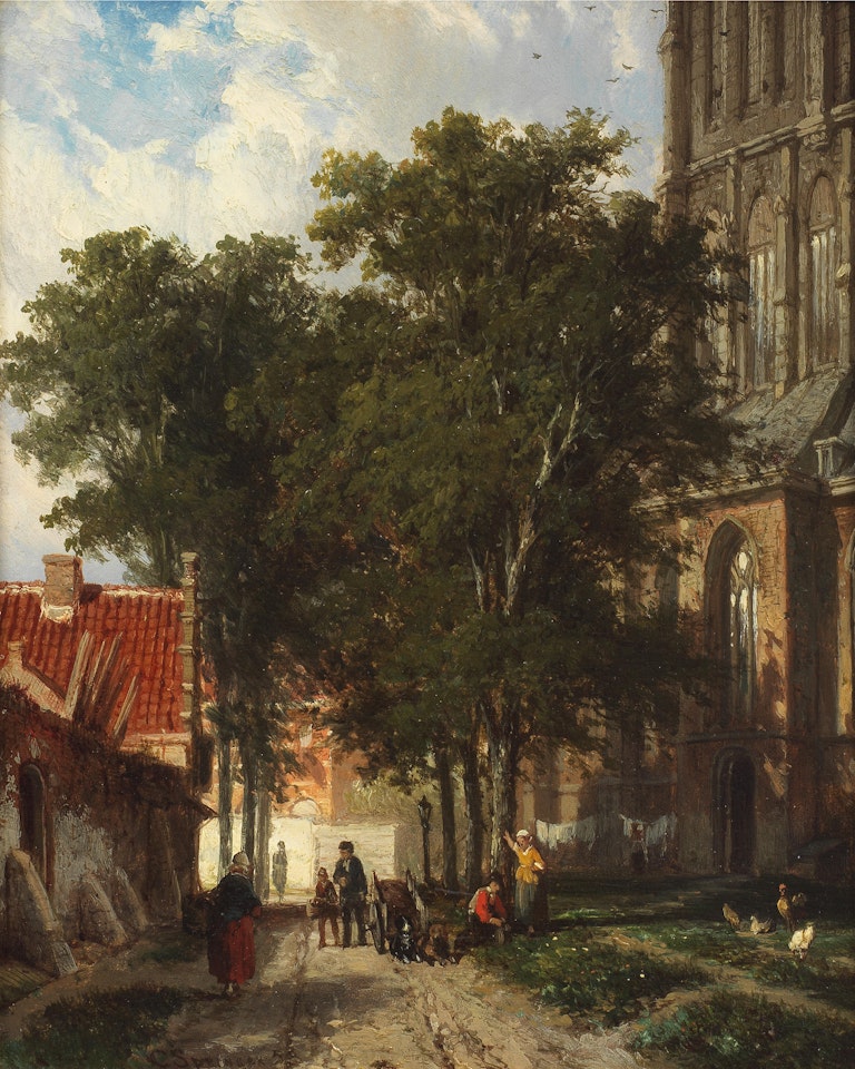 Achter de Grote Kerk, Den Briel by Cornelis Springer