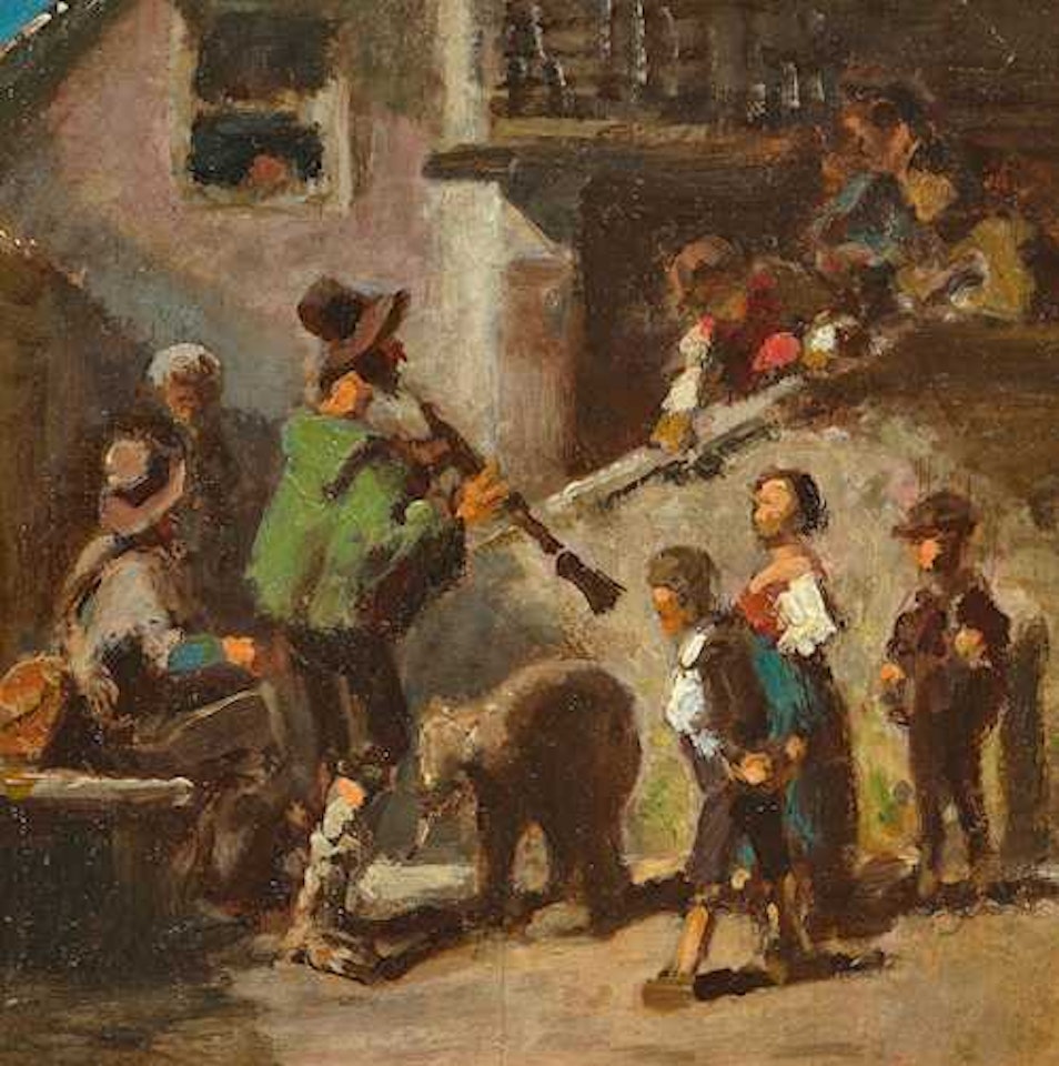 Klarinettenspieler mit seinem Tanzbären (Clarinette player with his dancing bear) by Carl Spitzweg