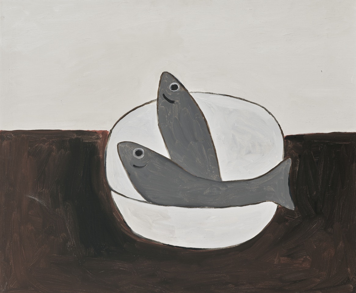 Two Fish on Brown Table by William Scott