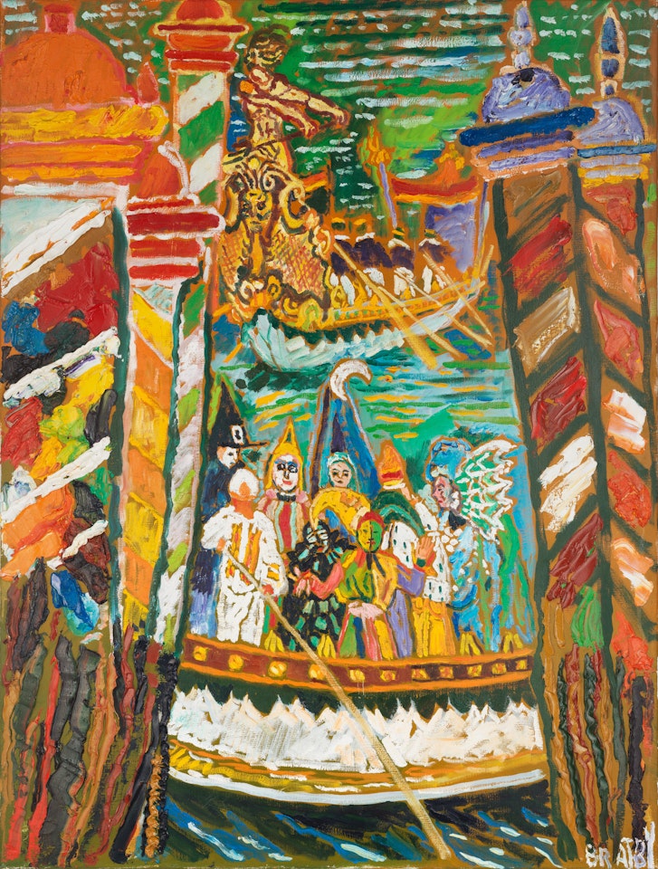 Carnival Figures on the River by John Bratby
