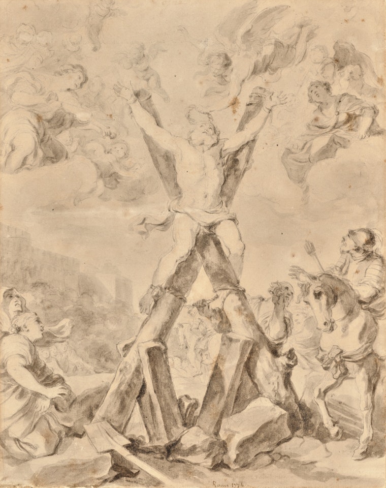 La Crucifixion de saint André, d"après Matia Preti by Jean-Honoré Fragonard