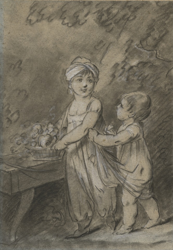 Deux enfants dont l"un tenant une corbeille de fleurs by Louis-Leopold Boilly