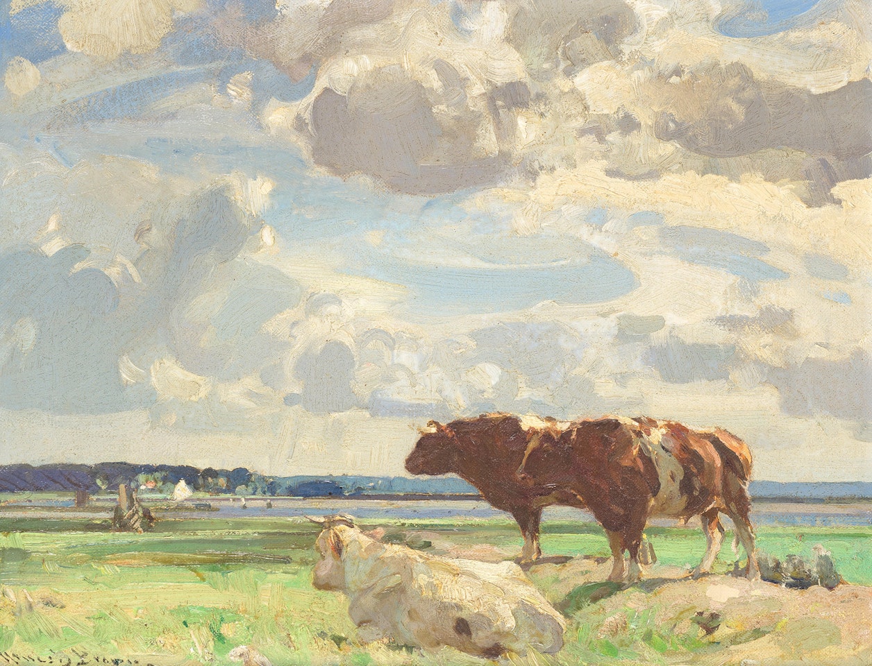 Cattle grazing by John Arnesby Brown