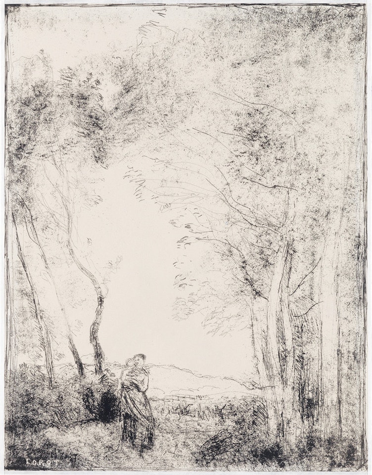 Jeune Mère à l'Entrée d'un Bois by Jean Baptiste Camille Corot