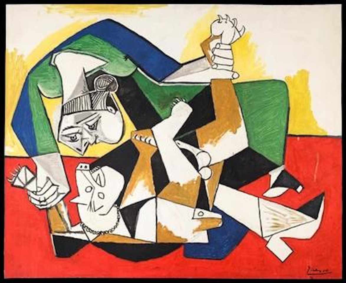Femme jouant avec un chien by Pablo Picasso