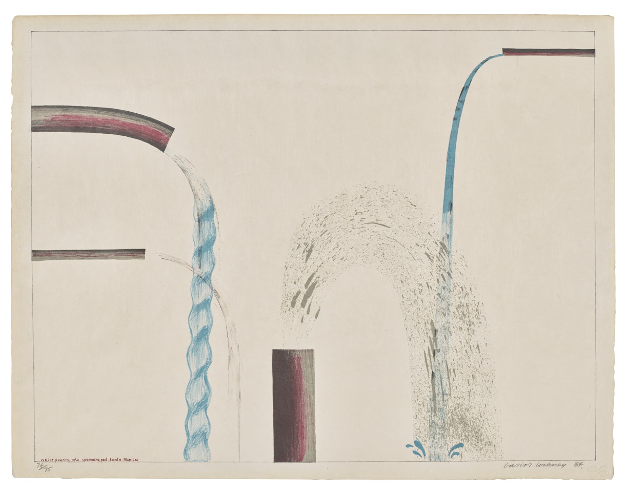 Water Pouring into Swimming Pool, Santa Monica by David Hockney