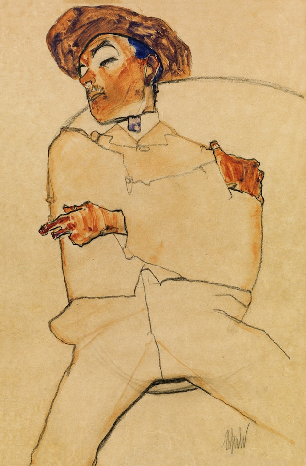 Schlafender Mann by Egon Schiele