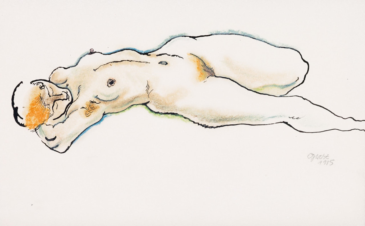 Liegender Weiblich Akt by George Grosz