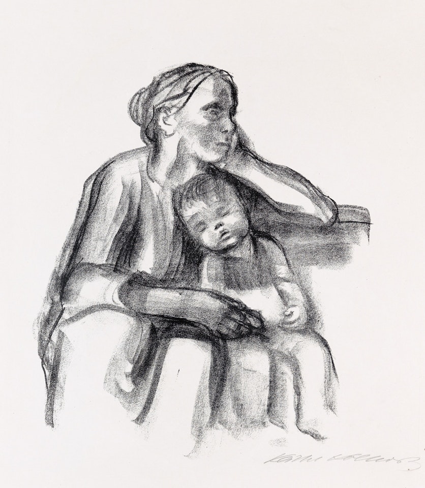 Arbeiterfrau mit schlafendem Jungen by Kathe Kollwitz
