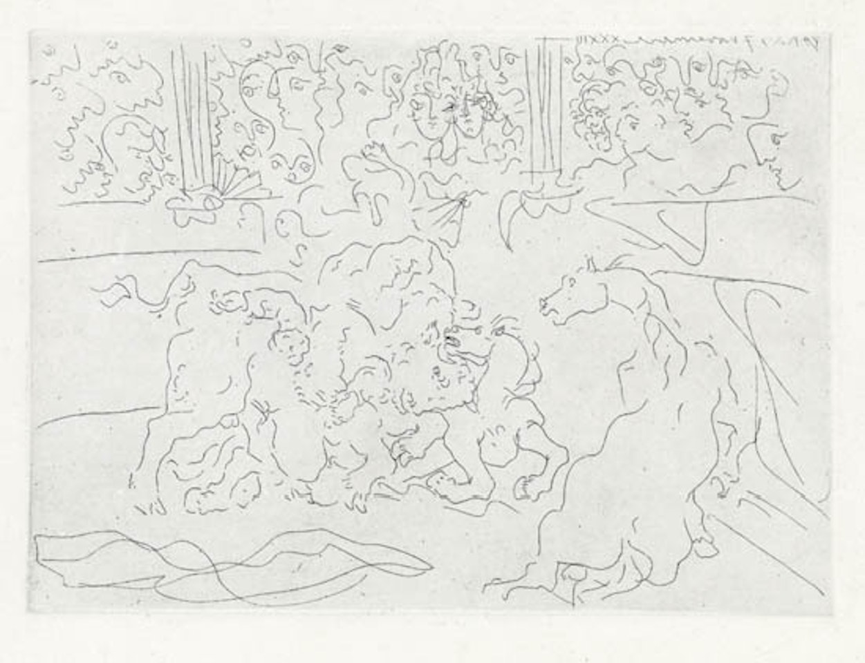 Taureau et Chevaux dans l'Arène by Pablo Picasso