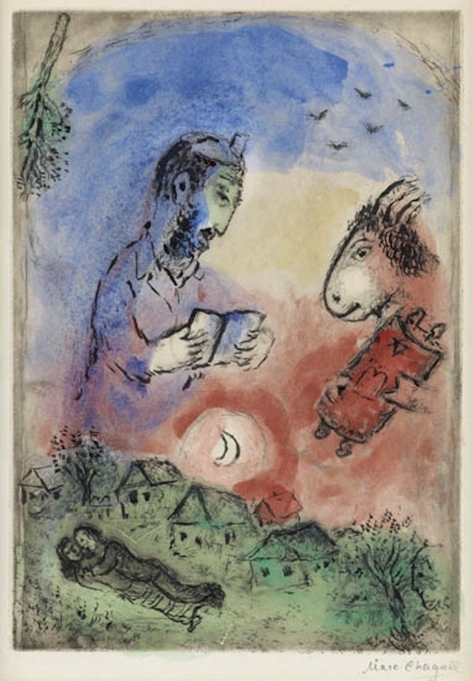 Der esel über dem Dorf by Marc Chagall