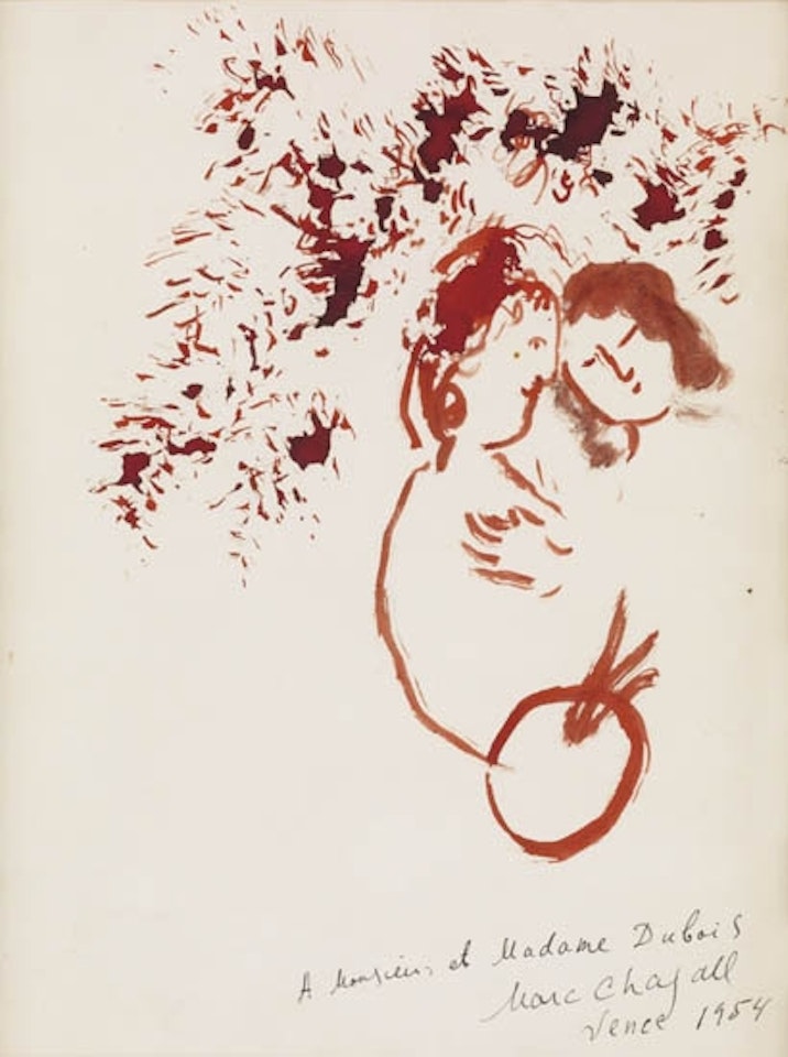 Couple d'amoureux a la palette by Marc Chagall