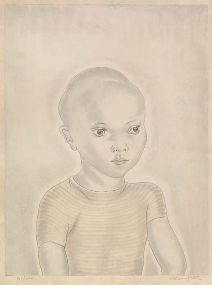 Enfants: Little Boy in Striped Shirt by Leonard Tsuguharu Foujita