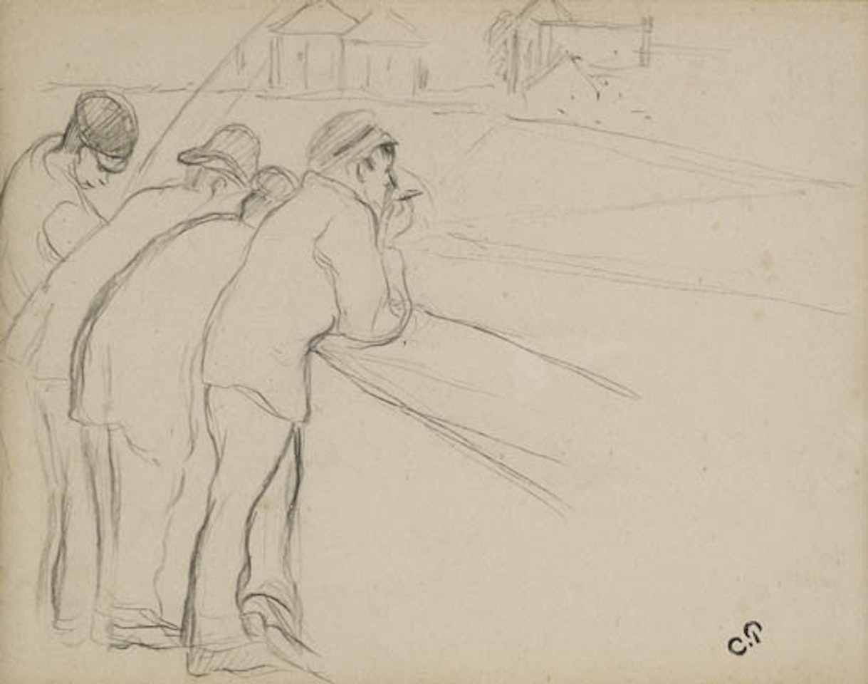 Les hommes parlent dans la rue by Camille Pissarro