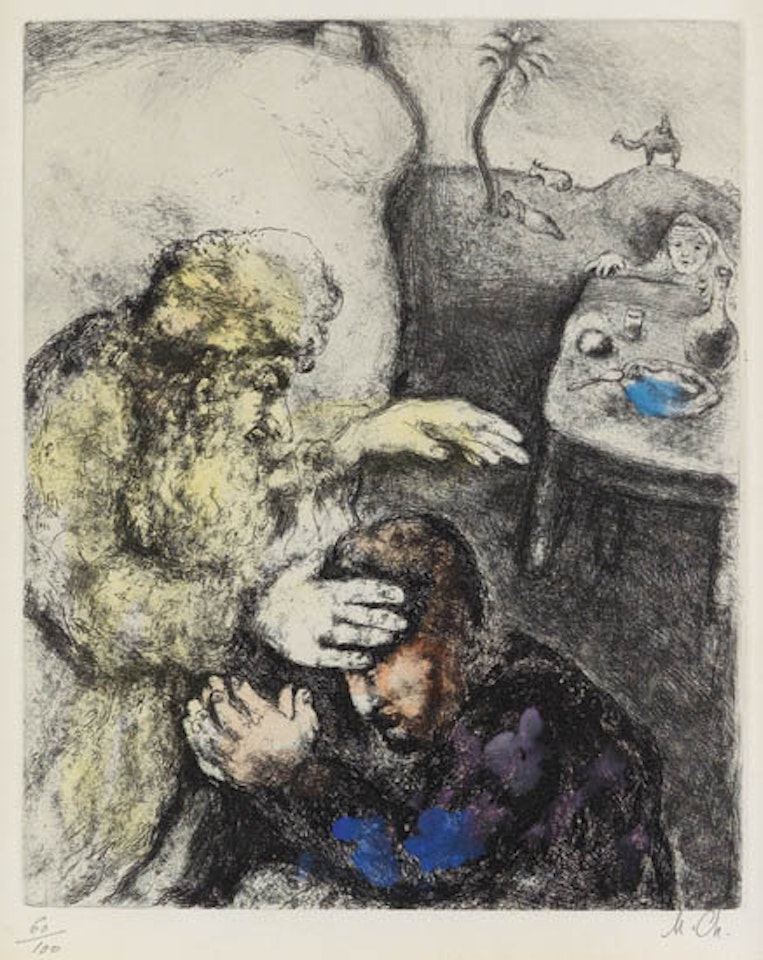 Jacob béni par Isaac by Marc Chagall