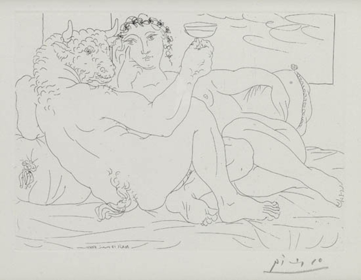 Minotaure, une Coupe à la Main, et Jeune Femme by Pablo Picasso