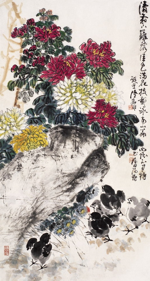 CHRYSANTHMUM BY THE ROCK by Lu Yifei