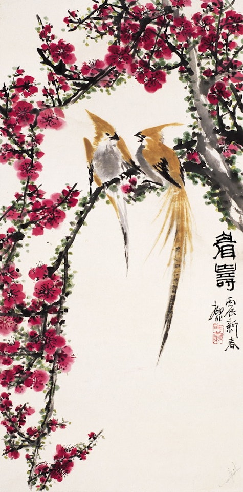 BIRDS ON PLUM BLOSSOM TREE by Lu Yifei