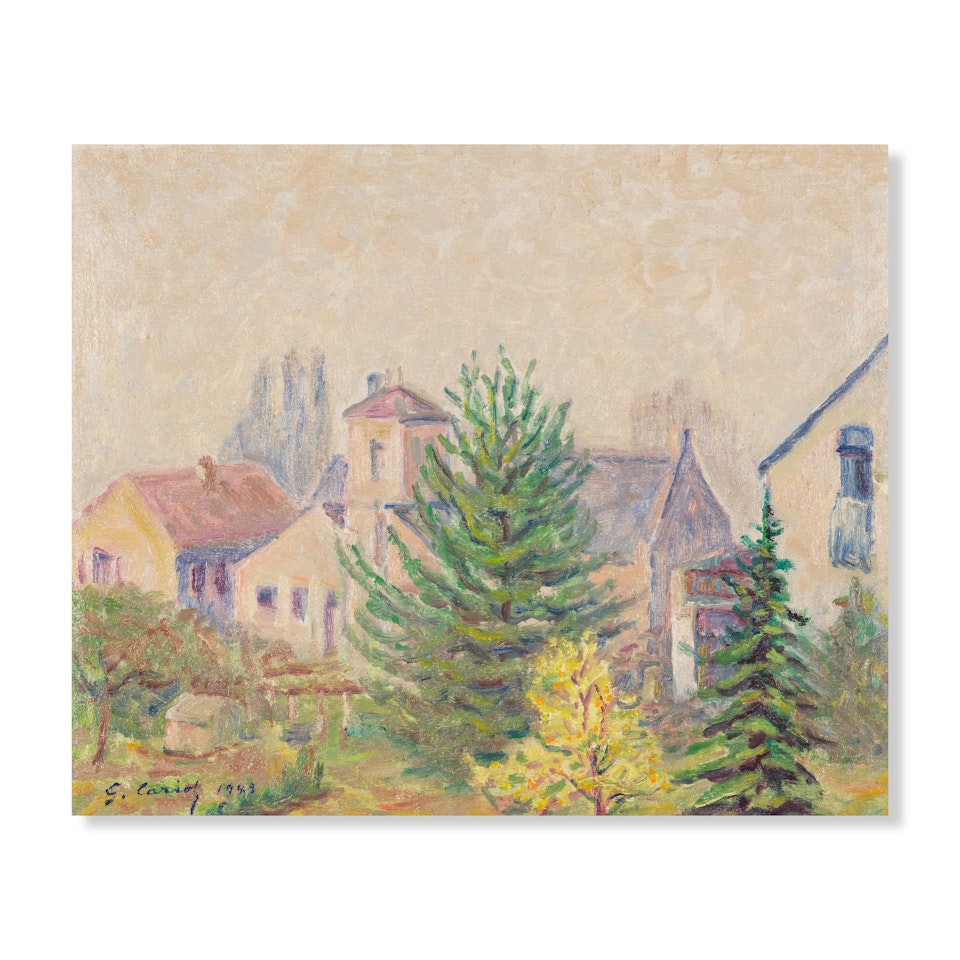 Vue de ma fenêtre Le village de Georgenborn et montagne de Hansen-Kopf by Gustave Cariot