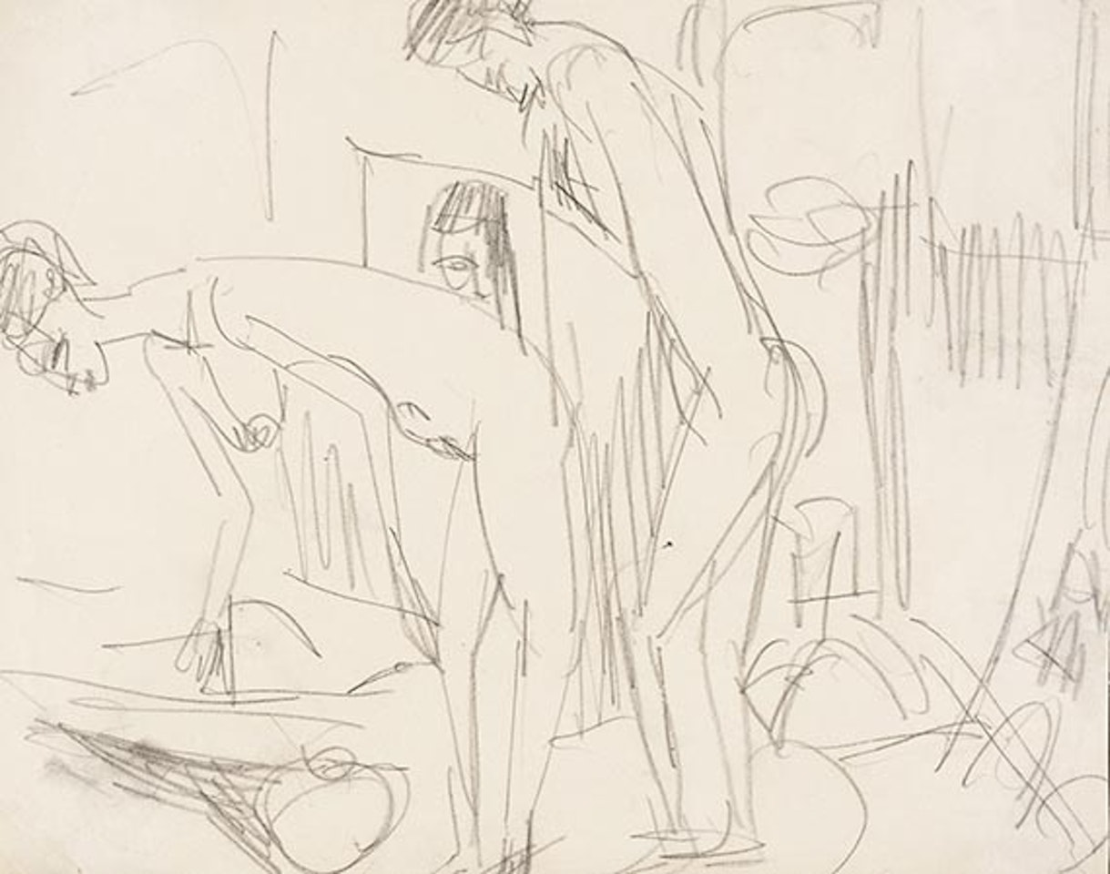 Zwei weibliche Akte im Raum (Gerda und Erna Schilling) by Ernst Ludwig Kirchner