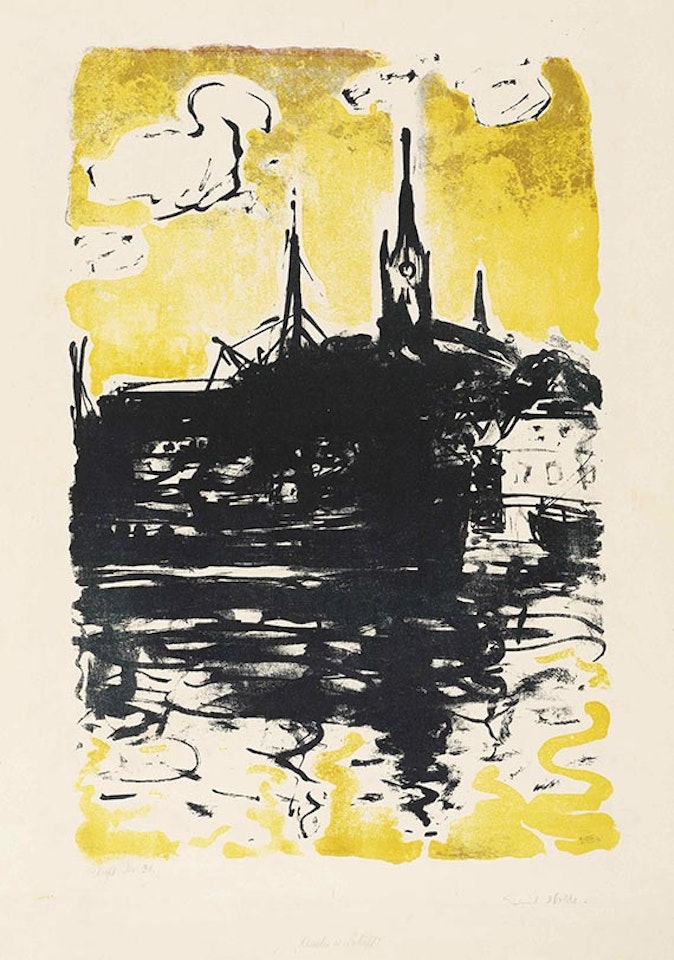 Kirche und Schiff, Sonderburg by Emil Nolde