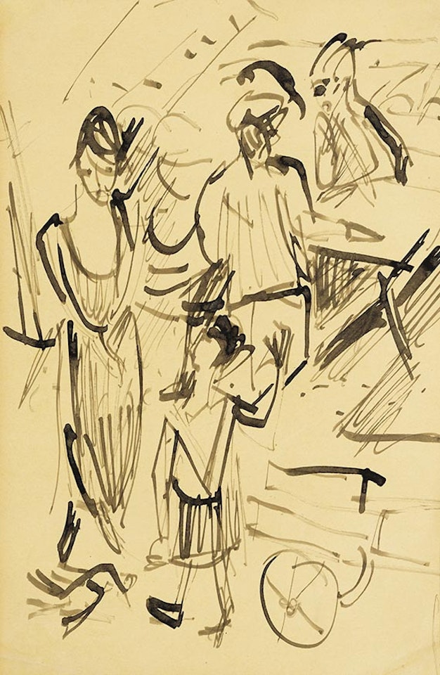 Marktstand (Milchabrechnung auf der Stafelalp) by Ernst Ludwig Kirchner