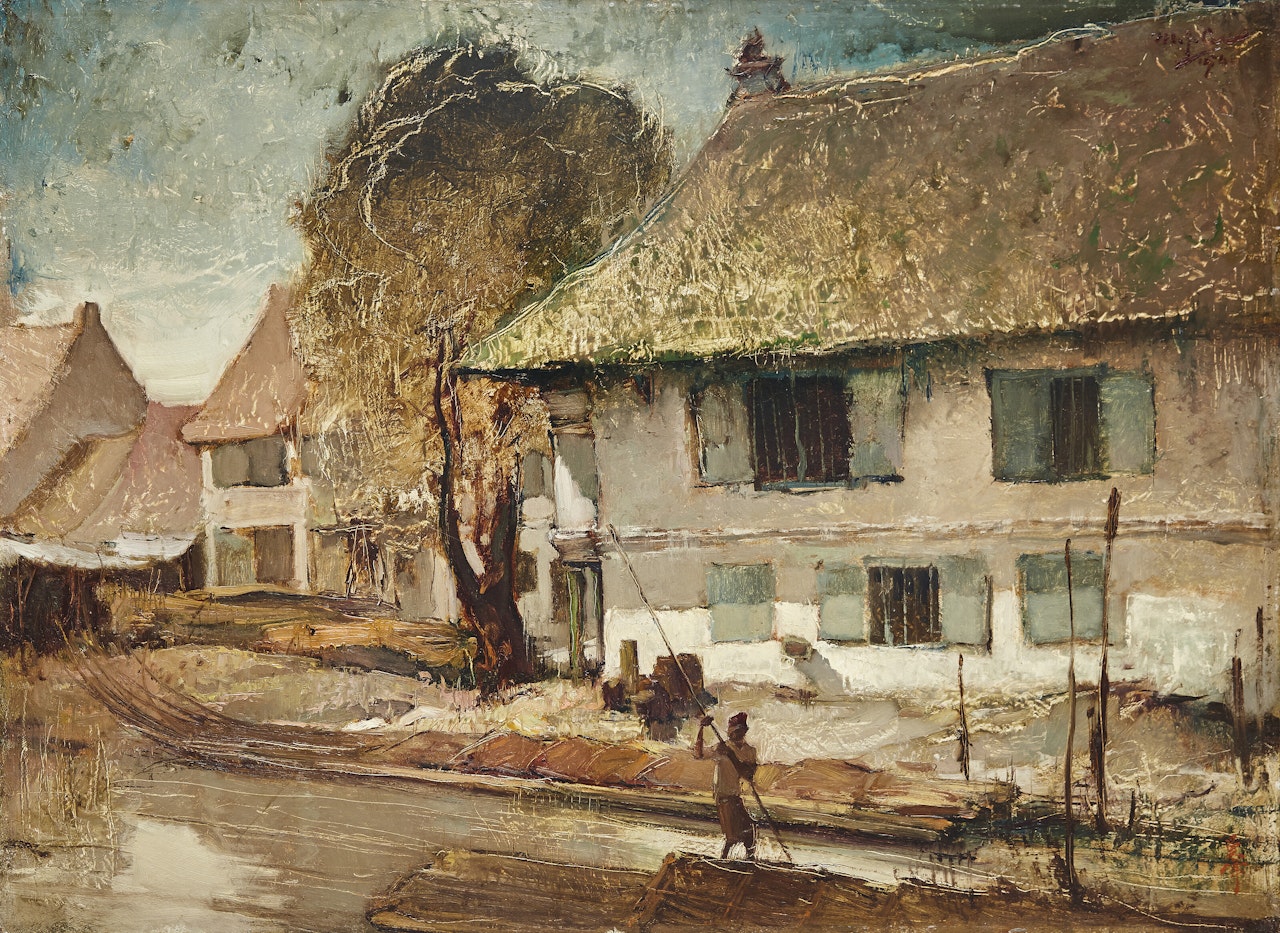 Landscape (Village by the River) by Lee Man Fong
