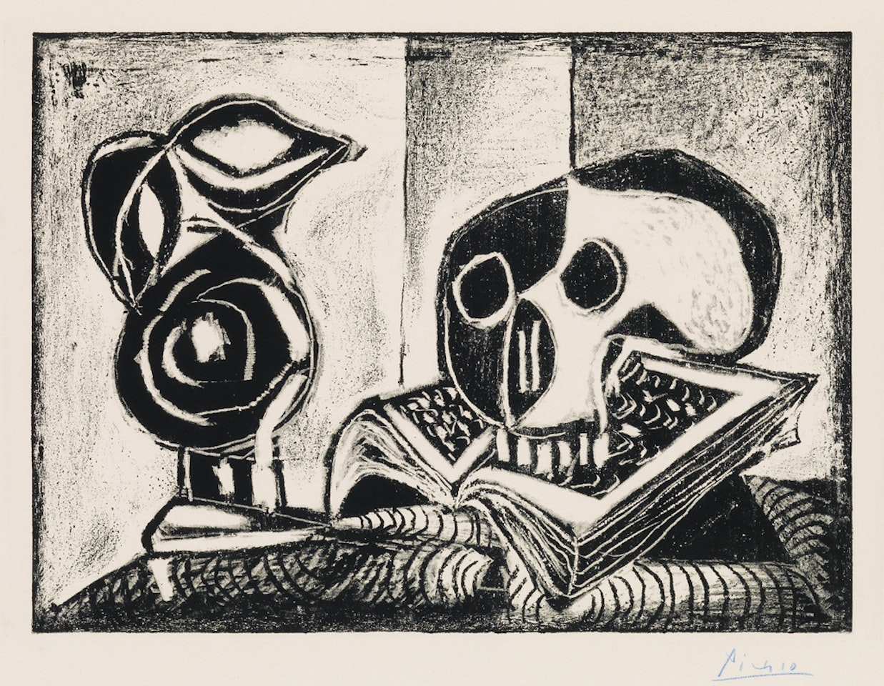 Le Pichet noir et la tête de mort by Pablo Picasso