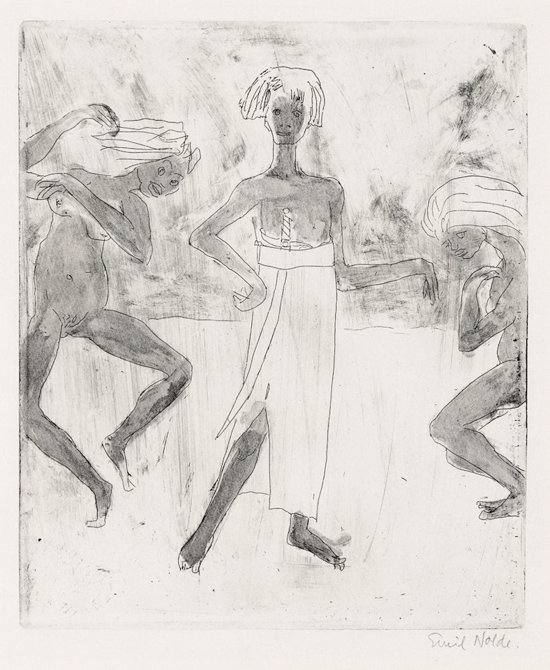 Junger Fürst und Tänzerinnen by Emil Nolde