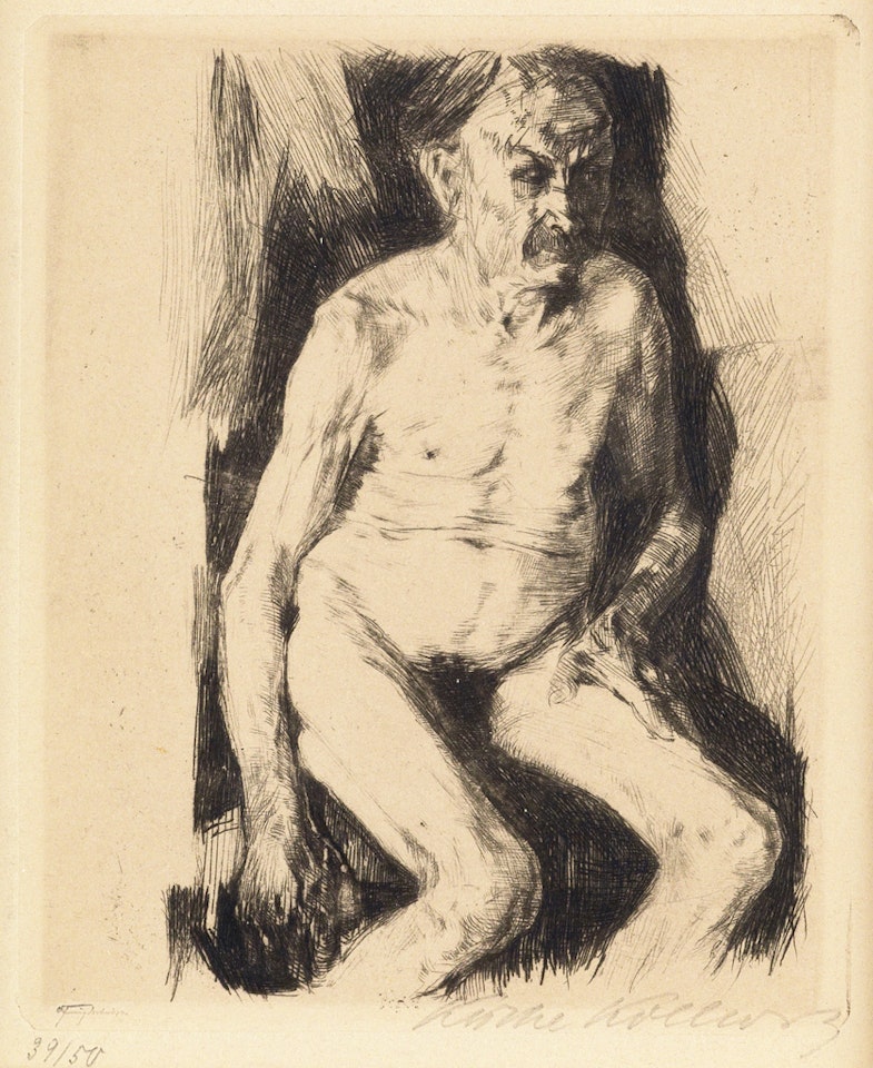 Sitzender männlicher Akt by Kathe Kollwitz