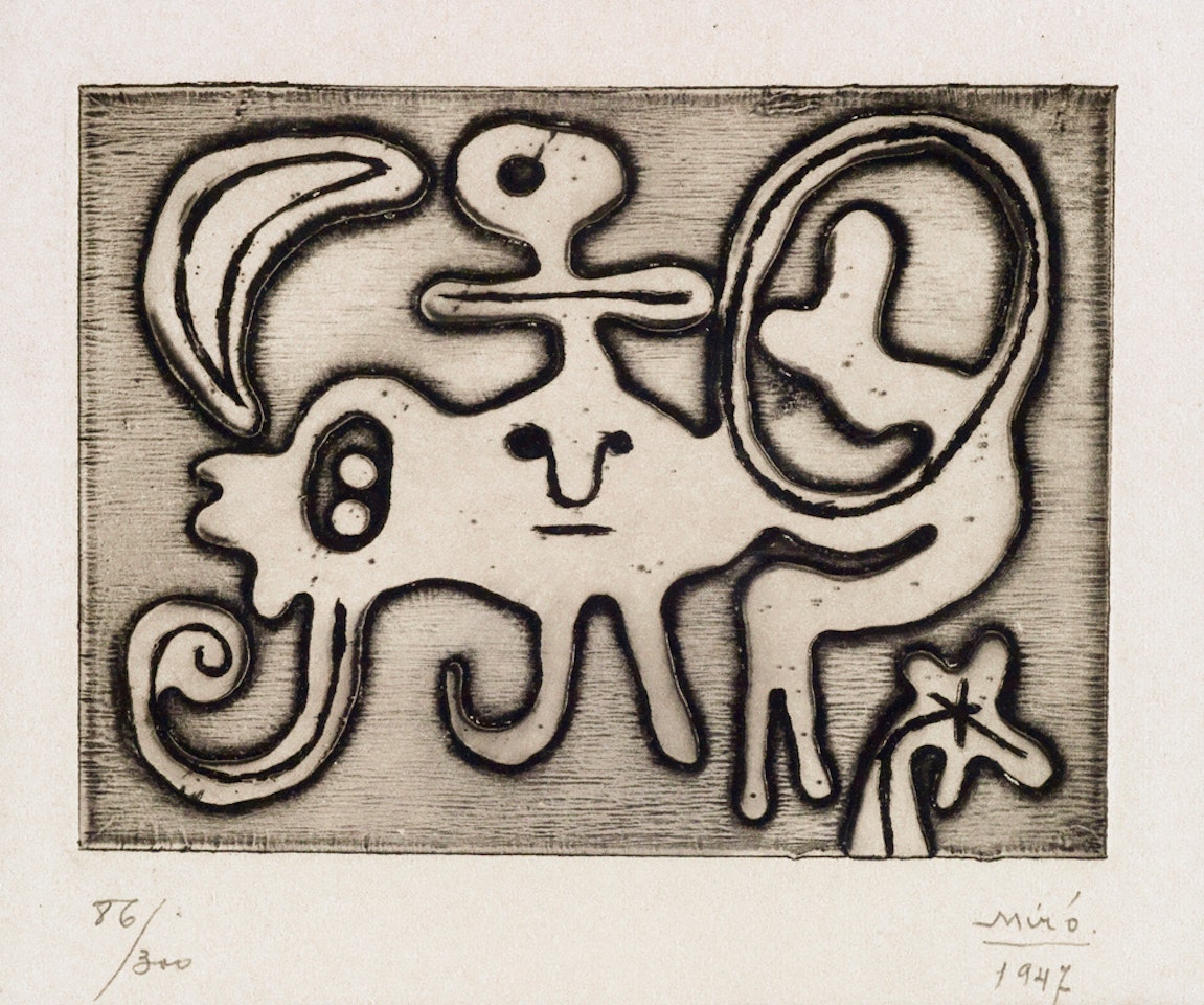 Femme et Oiseau devant la Lune by Joan Miró