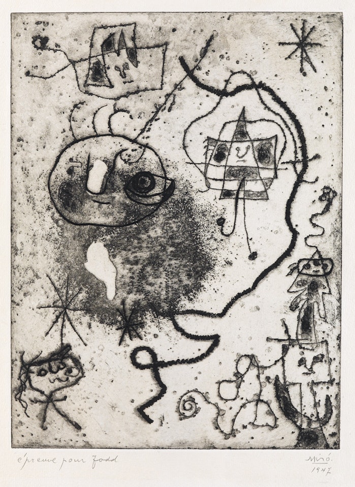 Petite Fille sautant à la corde, femmes, oiseau by Joan Miró