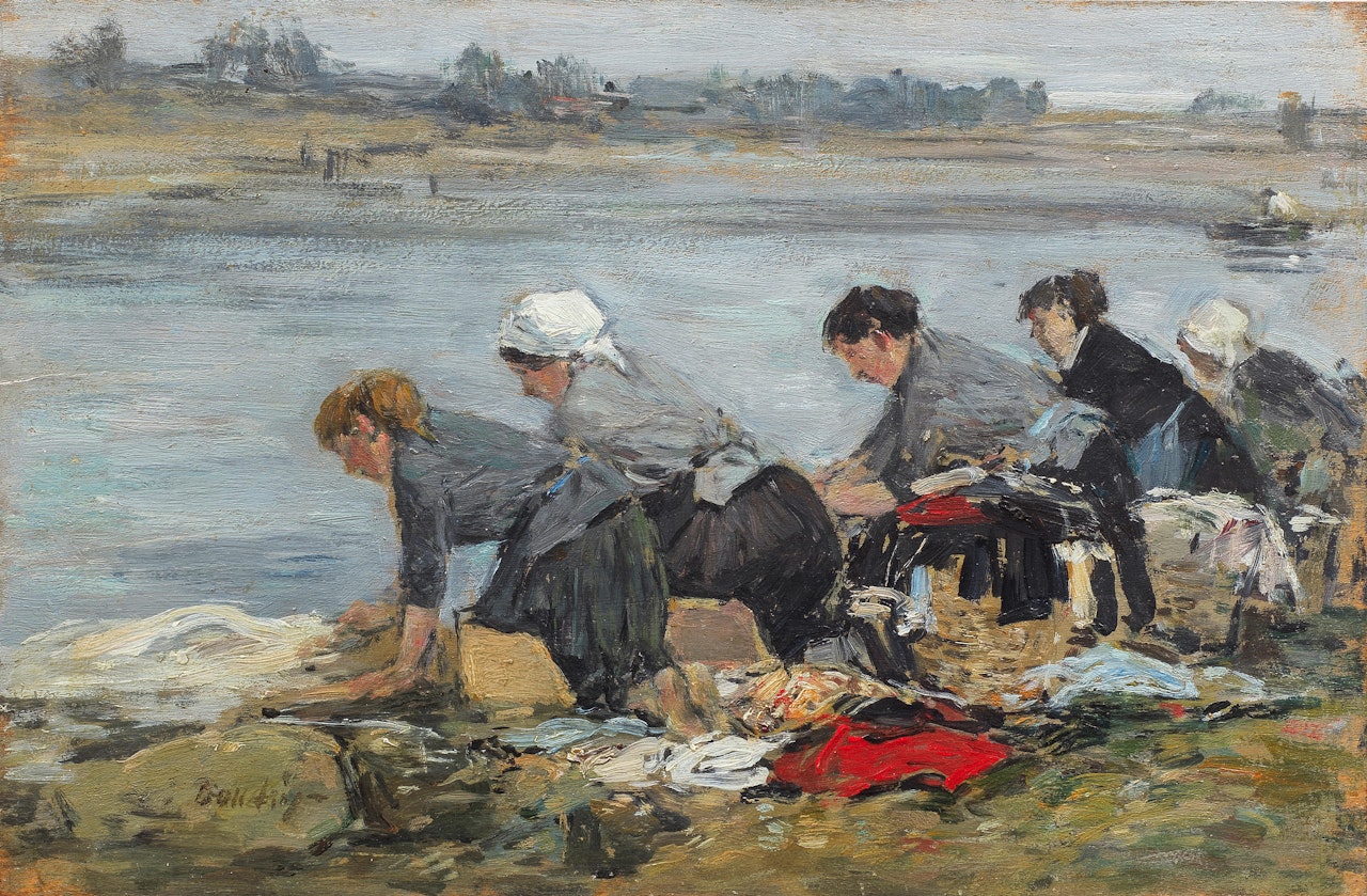 Laveuses au bord de la Touques by Eugène Boudin