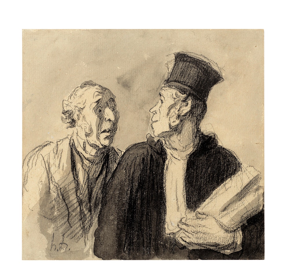Avocat et client (L"avocat et le paysan - Défenseur et accusé) by Honoré Daumier
