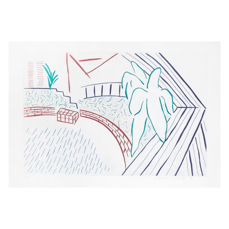 My Pool and Terrace, from Eight by Eight to Celebrate the Temporary Contemporary by David Hockney