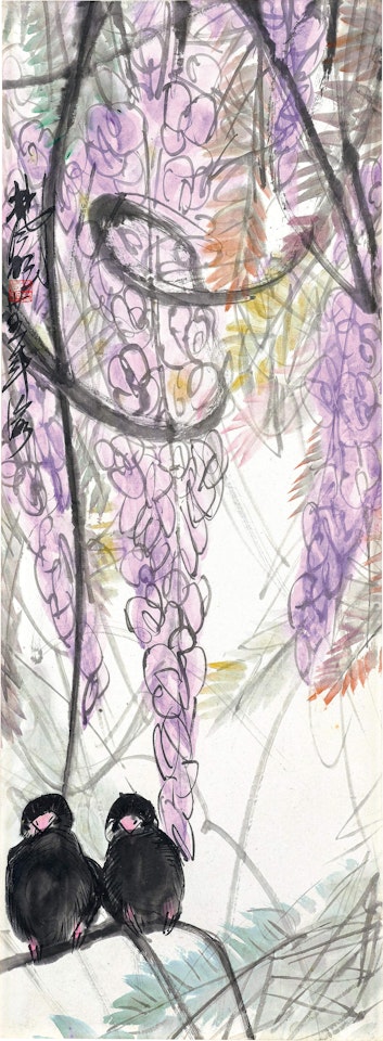 Wisteria and Birds by Lin Fengmian