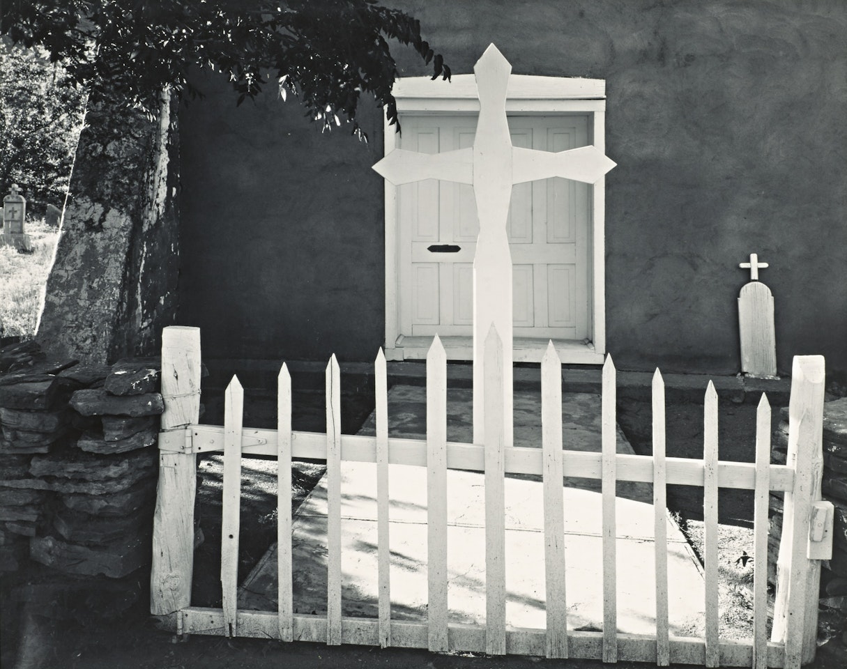 "Church, Cañoncito, New Mexico" (Gate and Cross) by Ansel Adams