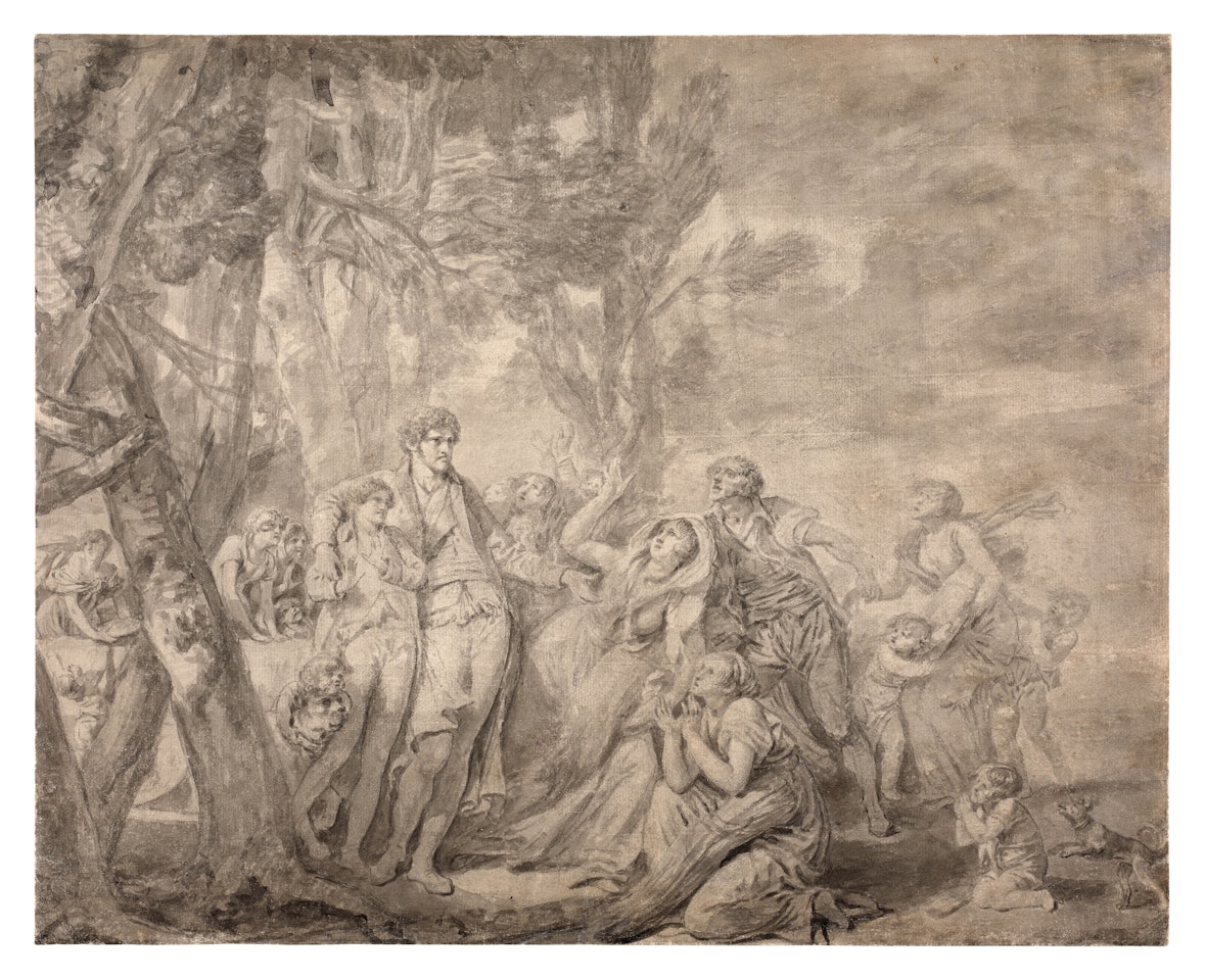 La première récolte de blé du fils du cultivateur; The farmer"s son"s first wheat harvest by Jean-Baptiste Greuze