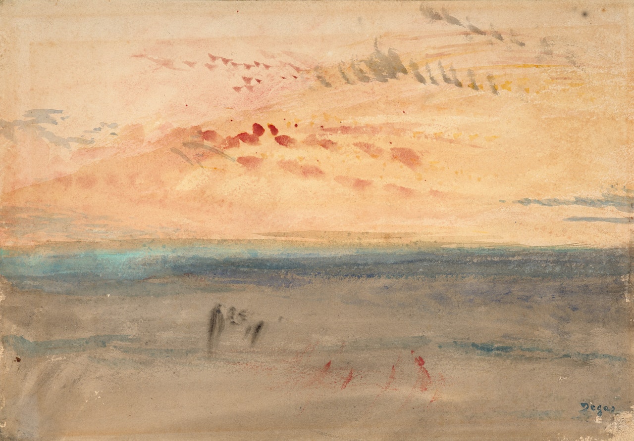 Effet de lumière au couchant en bord de mer; Light effect at sunset by the sea by Edgar Degas