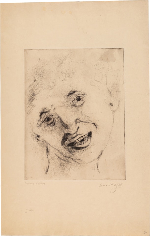Selbstbildnis mit lachendem Gesicht (Autoportrait au visage souriant) by Marc Chagall
